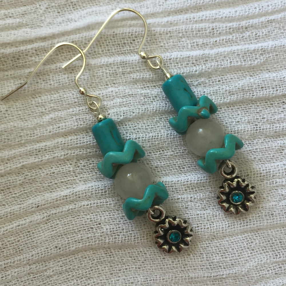 Turquoise charm dangle earrings